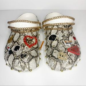 Luxury Slay Snakeskin Crocs Designer Charms